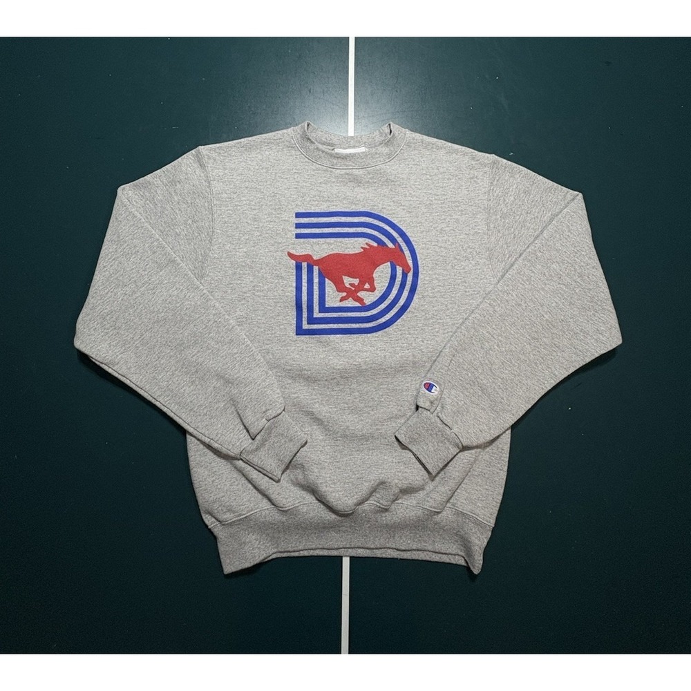 SMU Mustangs Champion Crewneck Sweatshirt Men's Small Gray NCAA College Pullover